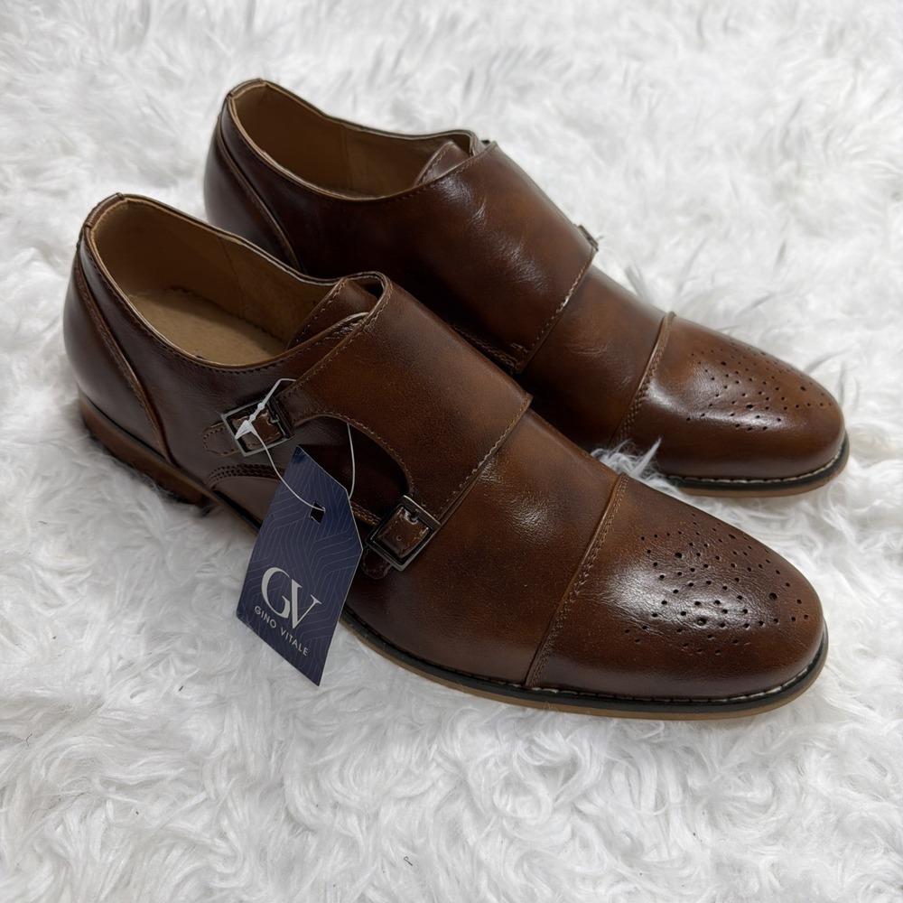 Gino Vitale Men's 11 Double Monk Strap Dress Shoes‎ Formal Wedding Office New!